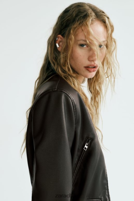 ropa cl Zara mujer bombardero de piel sintética negro JJ06N426