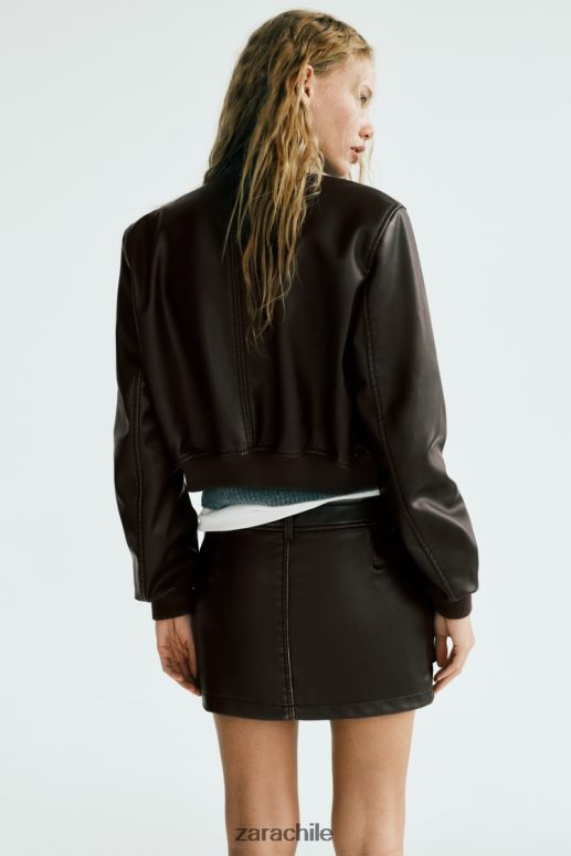 ropa cl Zara mujer bombardero de piel sintética negro JJ06N426