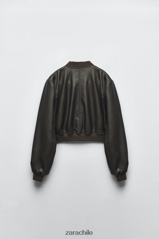 ropa cl Zara mujer bombardero de piel sintética negro JJ06N426