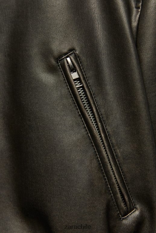 ropa cl Zara mujer bombardero de piel sintética negro JJ06N426
