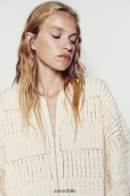 ropa cl Zara mujer bombardero rústico crudo JJ06N457