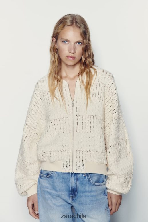 ropa cl Zara mujer bombardero rústico crudo JJ06N457