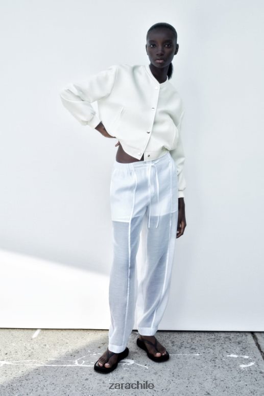 ropa cl Zara mujer bombardero recortado crudo JJ06N4137