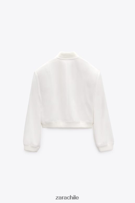 ropa cl Zara mujer bomber con bolsillo largo crudo JJ06N4127