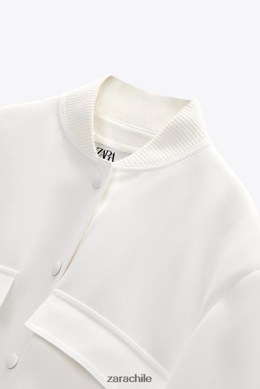 ropa cl Zara mujer bomber con bolsillo largo crudo JJ06N4127