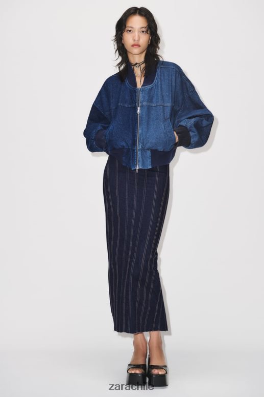 ropa cl Zara mujer bomber de mezclilla en contraste zw azul JJ06N435