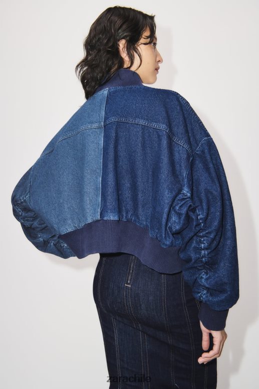 ropa cl Zara mujer bomber de mezclilla en contraste zw azul JJ06N435