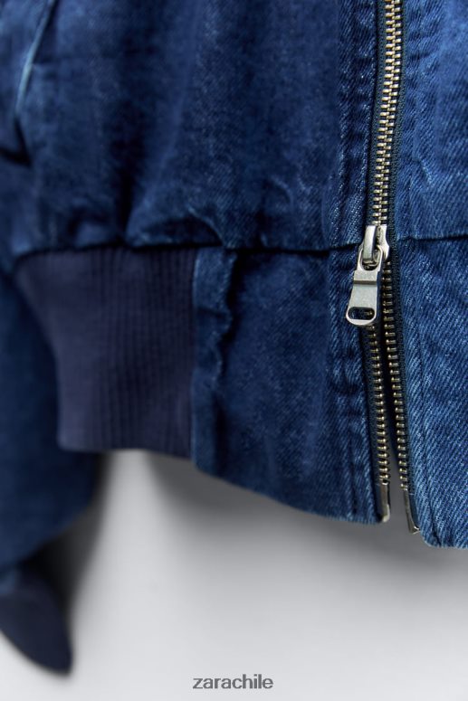 ropa cl Zara mujer bomber de mezclilla en contraste zw azul JJ06N435