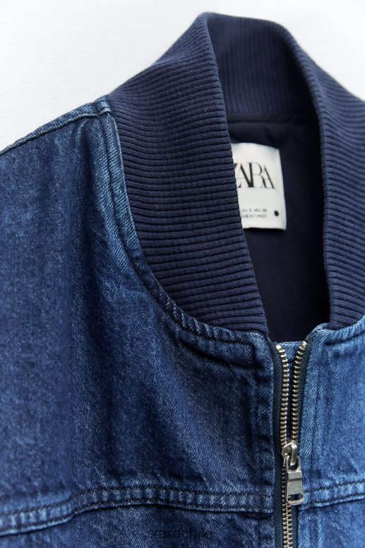 ropa cl Zara mujer bomber de mezclilla en contraste zw azul JJ06N435