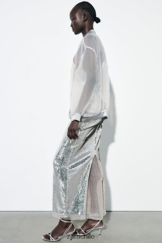 ropa cl Zara mujer bomber de organza con efecto satinado crudo medio JJ06N4125