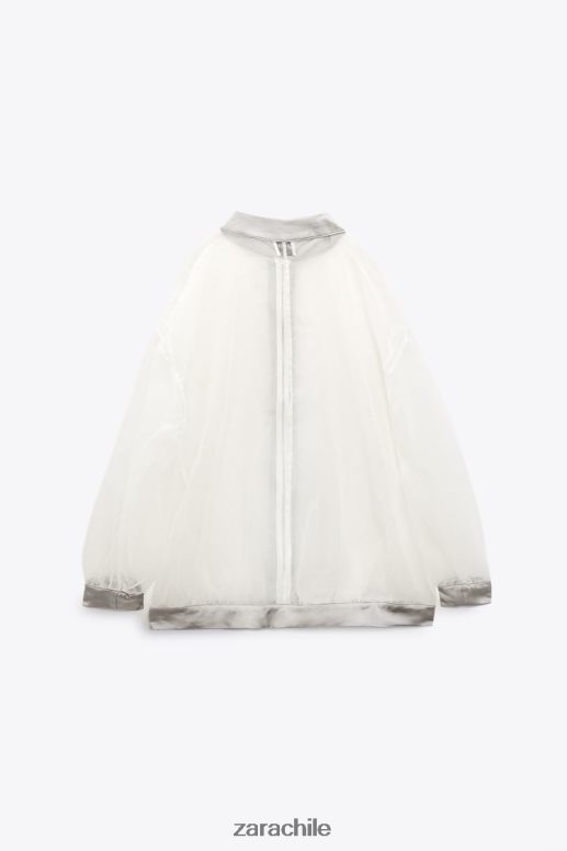 ropa cl Zara mujer bomber de organza con efecto satinado crudo medio JJ06N4125