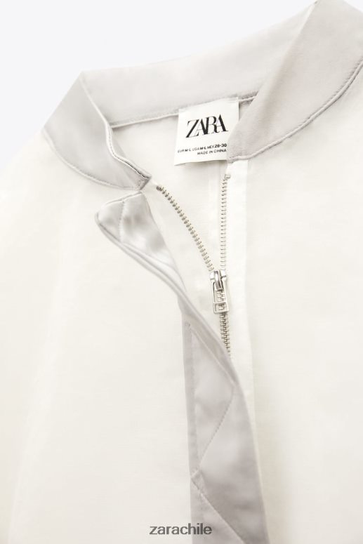 ropa cl Zara mujer bomber de organza con efecto satinado crudo medio JJ06N4125