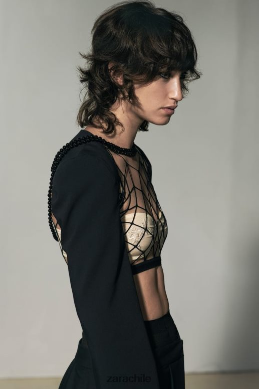 ropa cl Zara mujer calentadores de brazos ribeteados azul marino oscuro JJ06N487