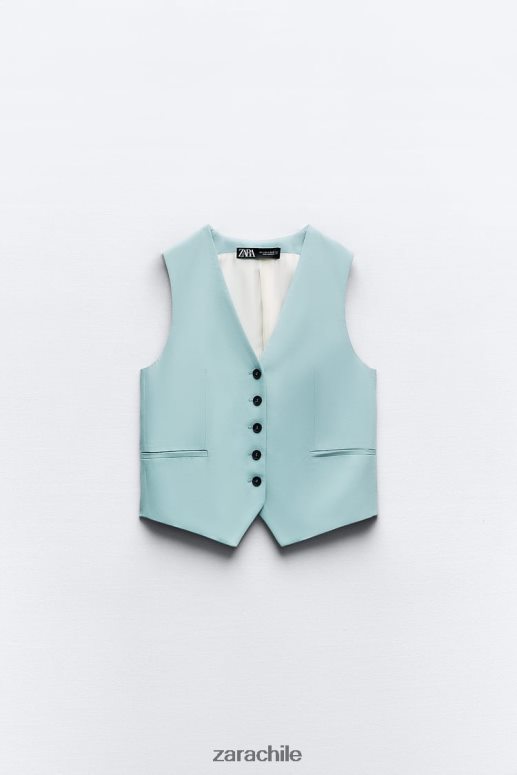 ropa cl Zara mujer chaleco a medida acero azul JJ06N4178