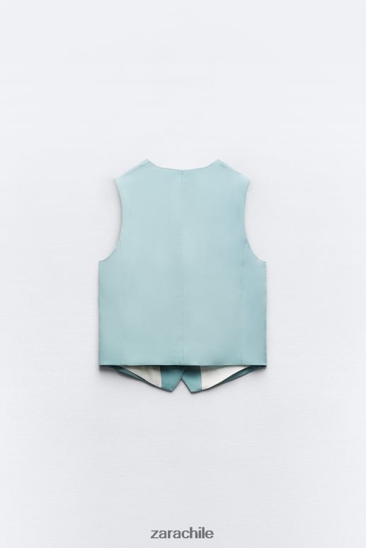 ropa cl Zara mujer chaleco a medida acero azul JJ06N4178