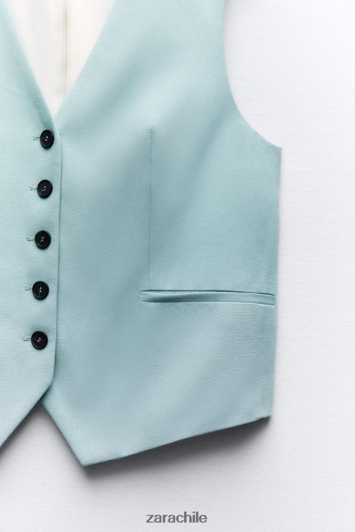 ropa cl Zara mujer chaleco a medida acero azul JJ06N4178