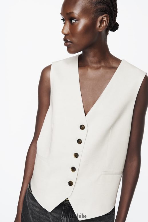 ropa cl Zara mujer chaleco a medida beige claro JJ06N4157