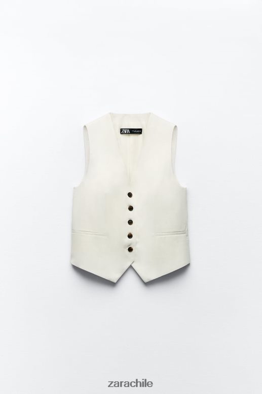 ropa cl Zara mujer chaleco a medida beige claro JJ06N4157
