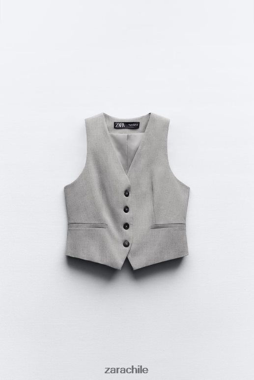 ropa cl Zara mujer chaleco a medida gris JJ06N4139