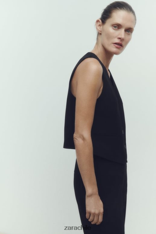 ropa cl Zara mujer chaleco a medida negro JJ06N4145