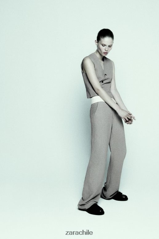 ropa cl Zara mujer chaleco asimétrico cruzado edición limitada gris JJ06N4185