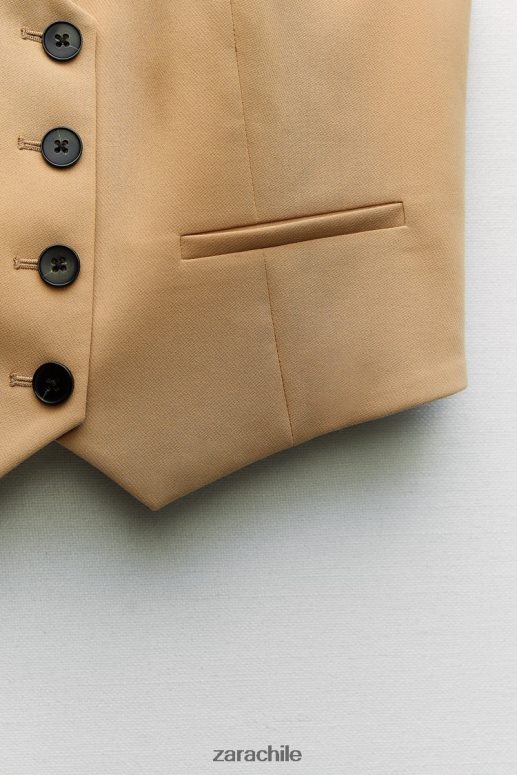 ropa cl Zara mujer chaleco corto a medida marrón topo JJ06N4154