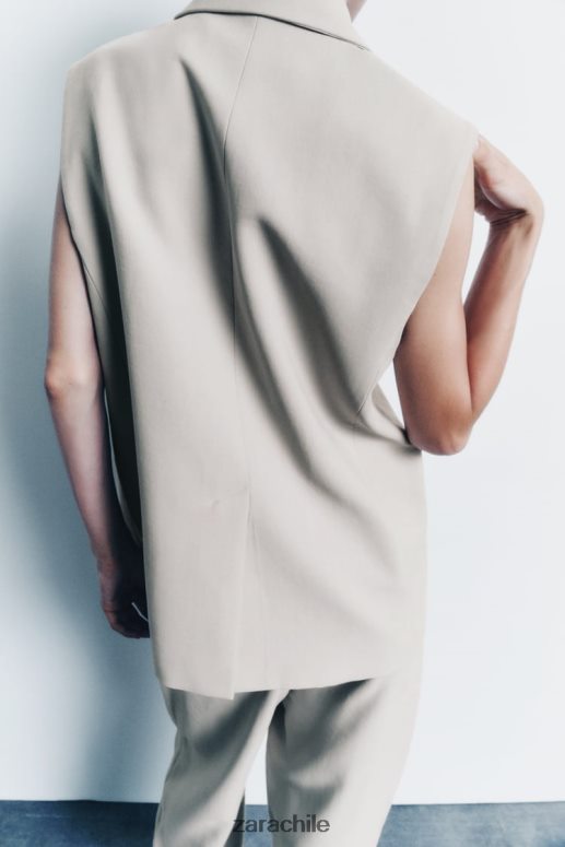 ropa cl Zara mujer chaleco cruzado arena JJ06N4187