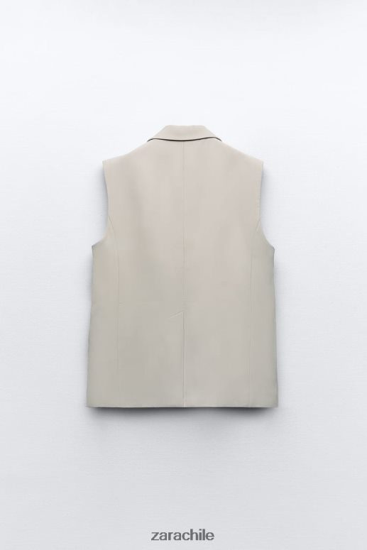 ropa cl Zara mujer chaleco cruzado arena JJ06N4187