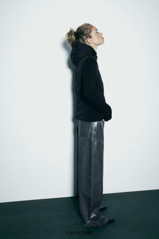 ropa cl Zara mujer chaqueta acolchada combinada negro JJ06N46