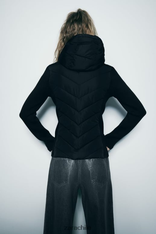 ropa cl Zara mujer chaqueta acolchada combinada negro JJ06N46