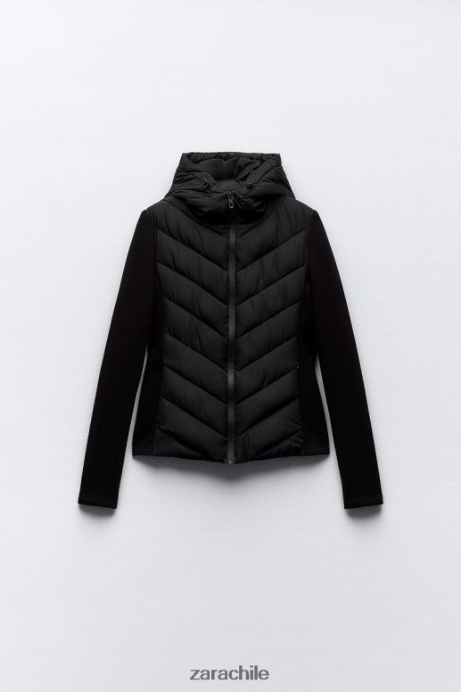 ropa cl Zara mujer chaqueta acolchada combinada negro JJ06N46