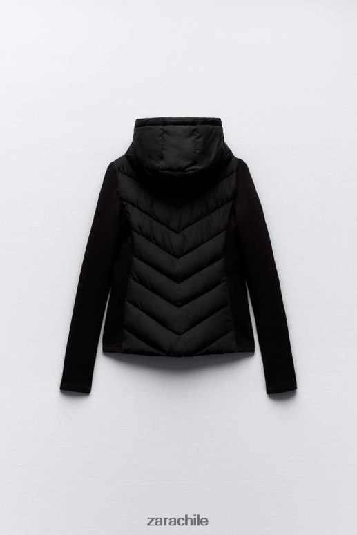 ropa cl Zara mujer chaqueta acolchada combinada negro JJ06N46