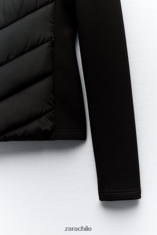 ropa cl Zara mujer chaqueta acolchada combinada negro JJ06N46