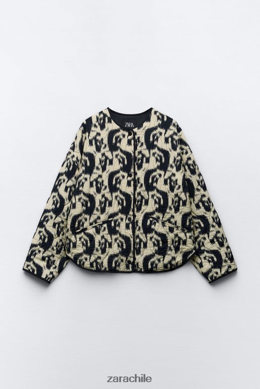 ropa cl Zara mujer chaqueta acolchada con estampado animal crudo/negro JJ06N4107
