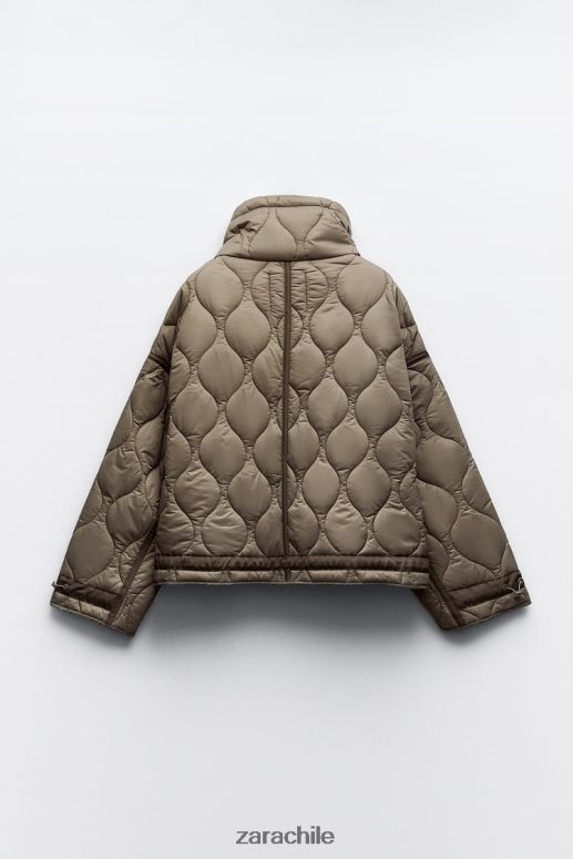 ropa cl Zara mujer chaqueta acolchada repelente al agua gris topo JJ06N422