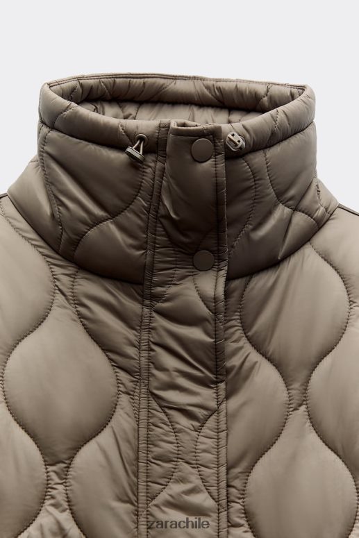 ropa cl Zara mujer chaqueta acolchada repelente al agua gris topo JJ06N422
