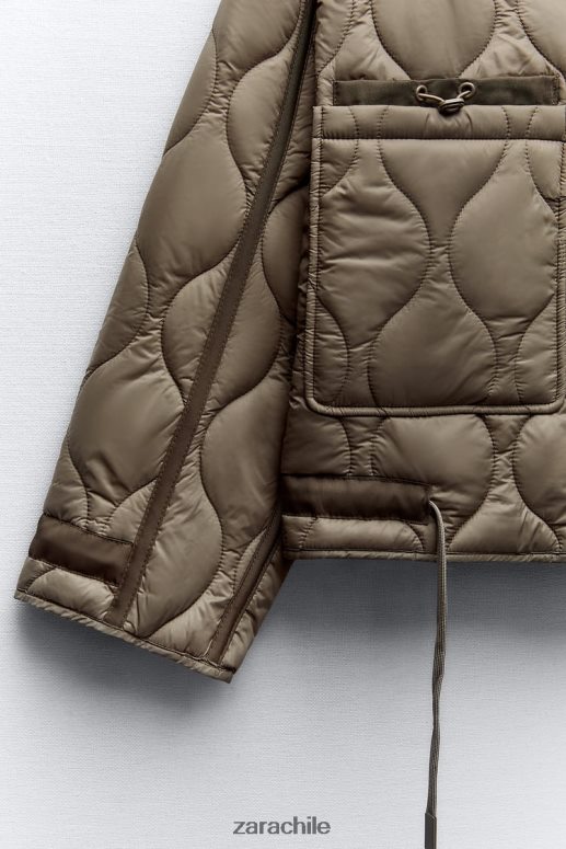 ropa cl Zara mujer chaqueta acolchada repelente al agua gris topo JJ06N422