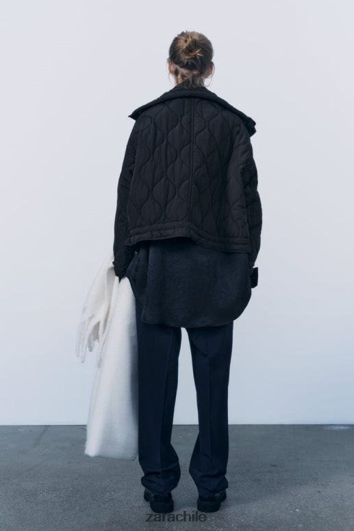 ropa cl Zara mujer chaqueta acolchada repelente al agua negro JJ06N439