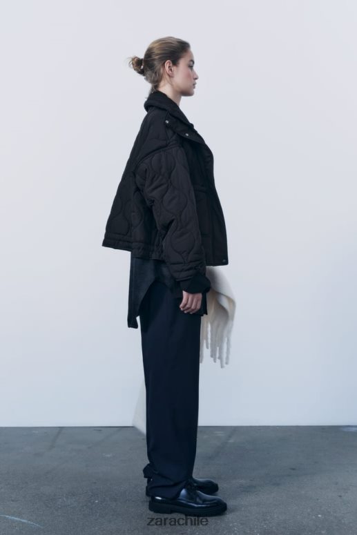 ropa cl Zara mujer chaqueta acolchada repelente al agua negro JJ06N439