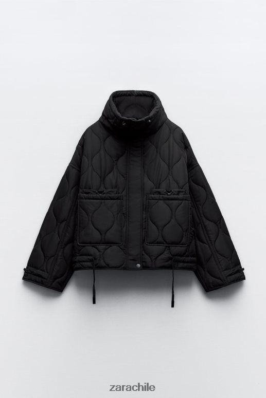 ropa cl Zara mujer chaqueta acolchada repelente al agua negro JJ06N439