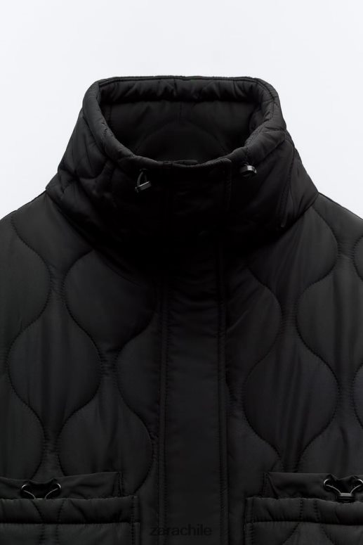 ropa cl Zara mujer chaqueta acolchada repelente al agua negro JJ06N439