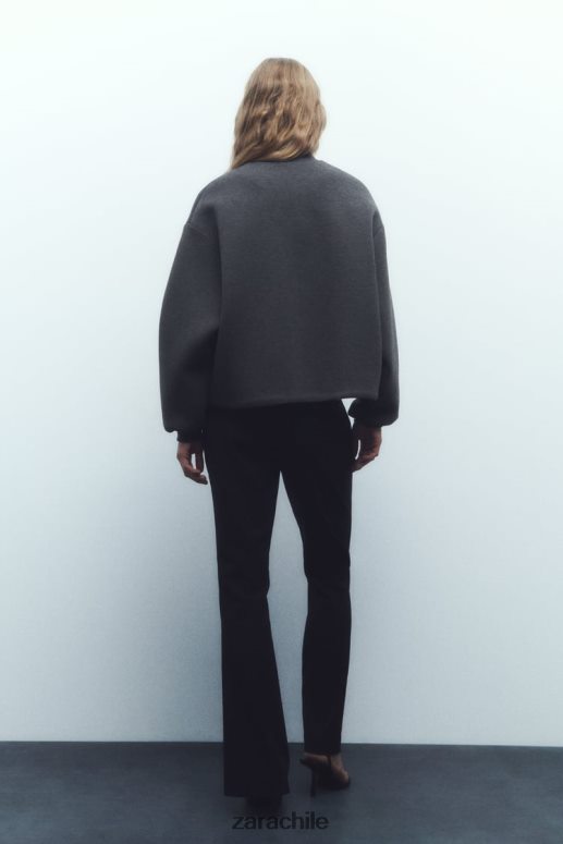 ropa cl Zara mujer chaqueta bomber con efecto de neopreno gris oscuro JJ06N449