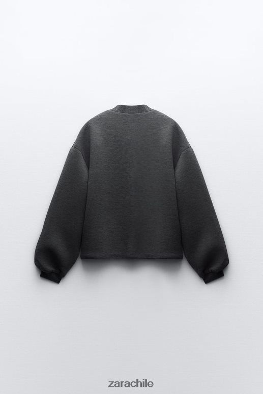 ropa cl Zara mujer chaqueta bomber con efecto de neopreno gris oscuro JJ06N449