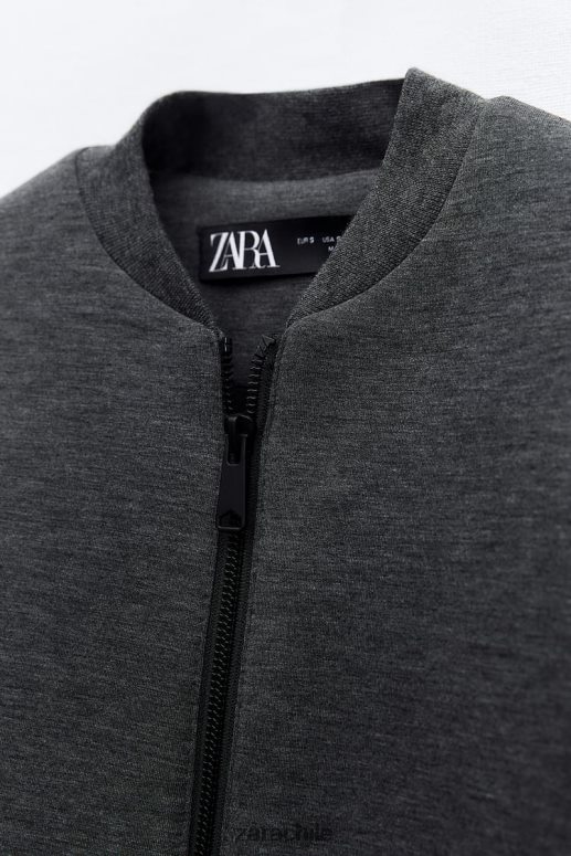 ropa cl Zara mujer chaqueta bomber con efecto de neopreno gris oscuro JJ06N449