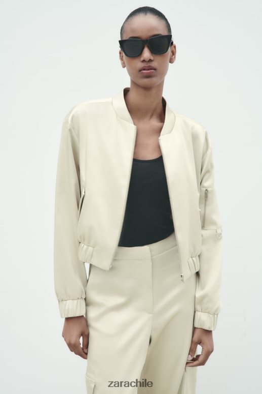 ropa cl Zara mujer chaqueta bomber con efecto satinado oro suave JJ06N460