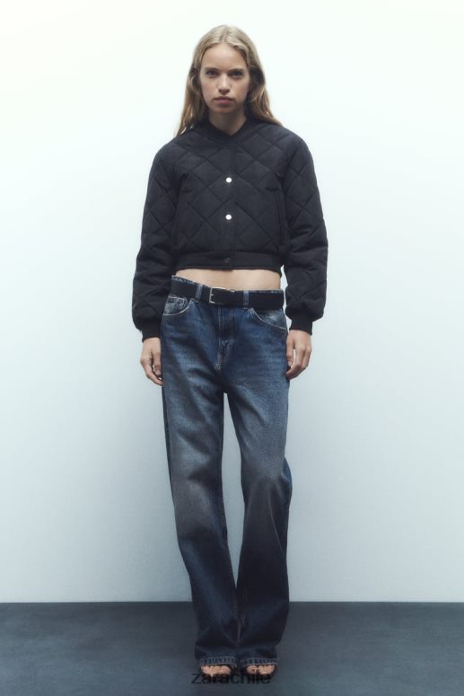 ropa cl Zara mujer chaqueta bomber corta acolchada negro JJ06N446