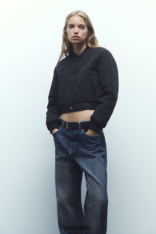 ropa cl Zara mujer chaqueta bomber corta acolchada negro JJ06N446