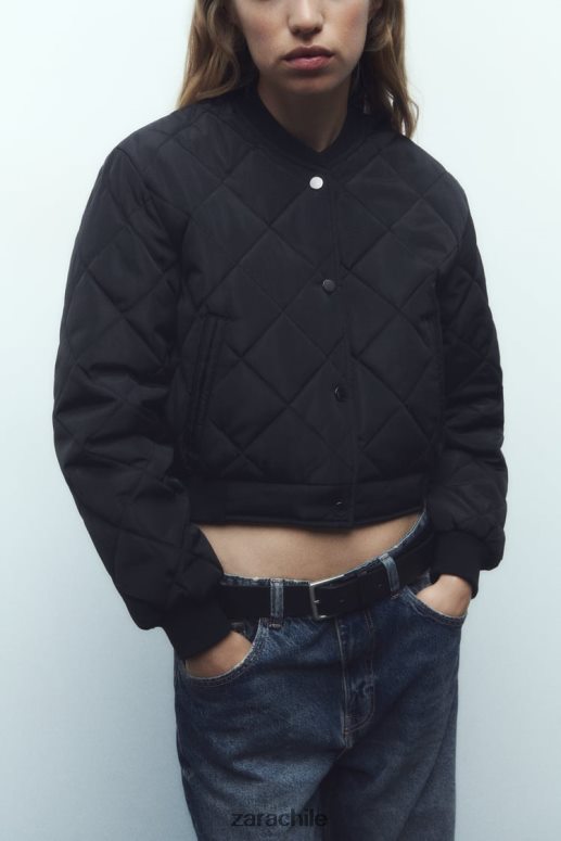 ropa cl Zara mujer chaqueta bomber corta acolchada negro JJ06N446