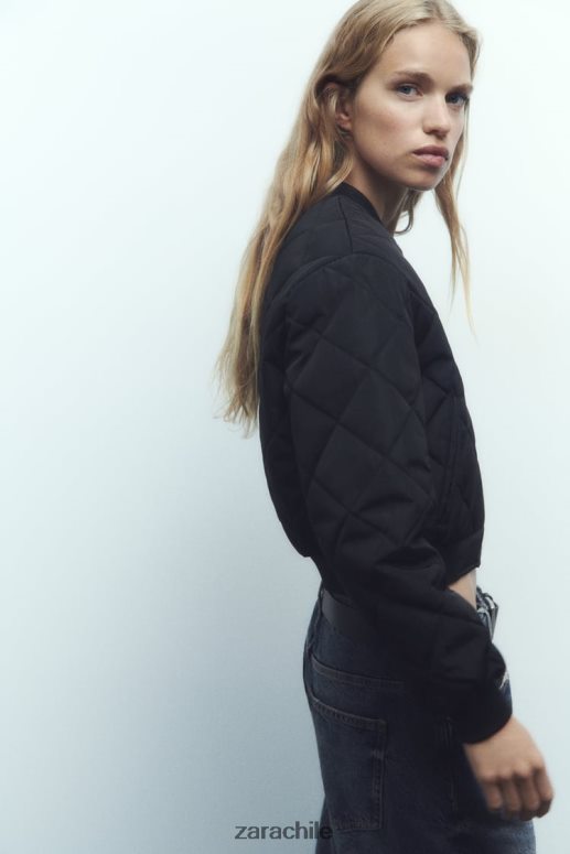 ropa cl Zara mujer chaqueta bomber corta acolchada negro JJ06N446