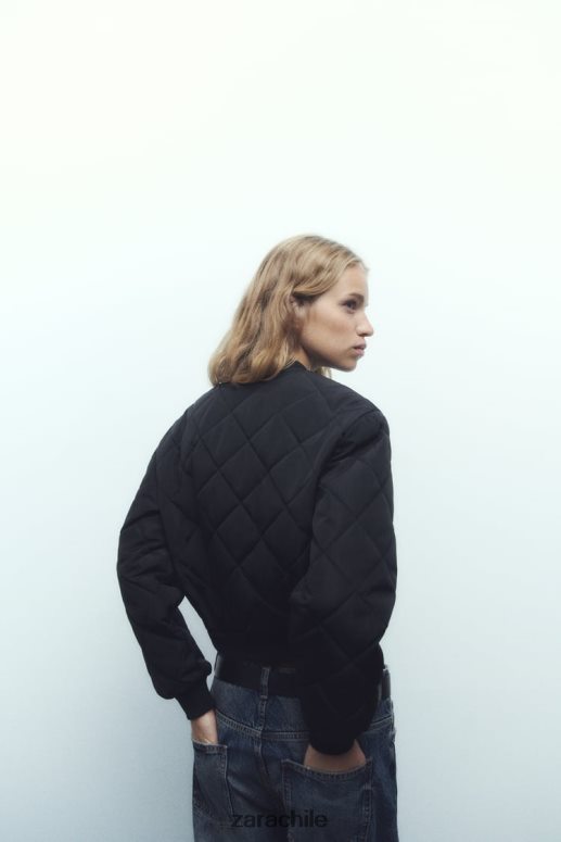 ropa cl Zara mujer chaqueta bomber corta acolchada negro JJ06N446
